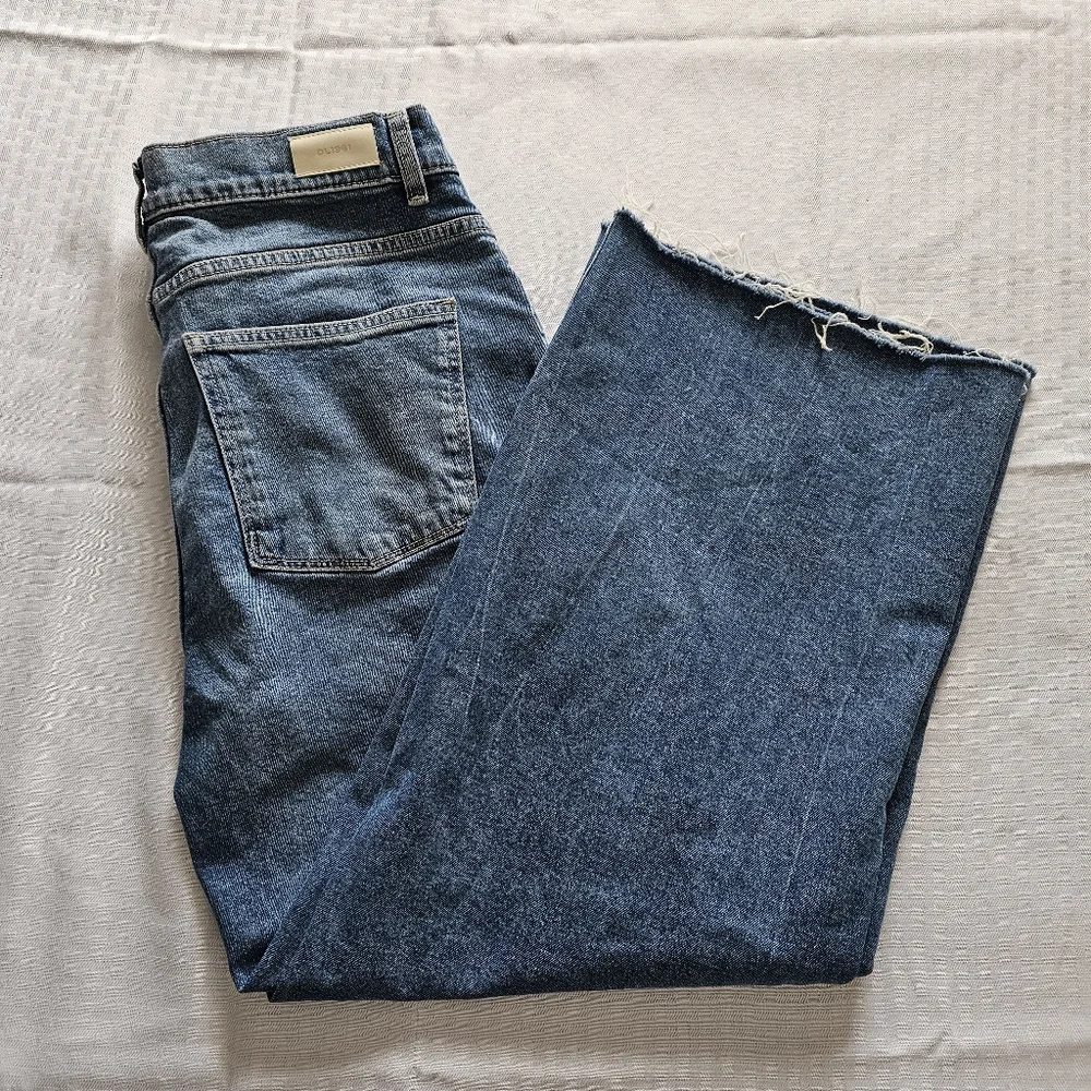 DL1961 Hepburn Wide Leg 27" Jeans Size 29 High Rise Medium Wash Raw Hem - Picture 4 of 4
